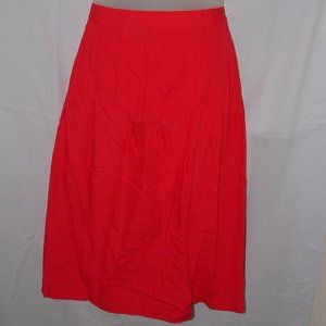 Bright Red Plus Sz 30 Church Office Polyester Blend Side Zip Midi Skirt